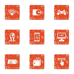 Poster - Physical law icons set. Grunge set of 9 physical law vector icons for web isolated on white background