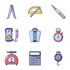 Poster - Measuring instrument icons set. Cartoon set of 9 measuring instrument vector icons for web isolated on white background
