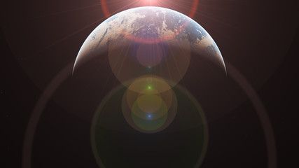 Wall Mural - sunrise from planet orbit