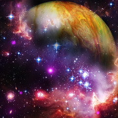 Wall Mural - small megallanic cloud with jupiter data composed into stunning image