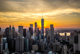 Fototapeta  - New York city at sunset aerial view