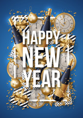 Wall Mural - Happy New Year Background Vector. Greeting Card Design Template. Vector Illustration