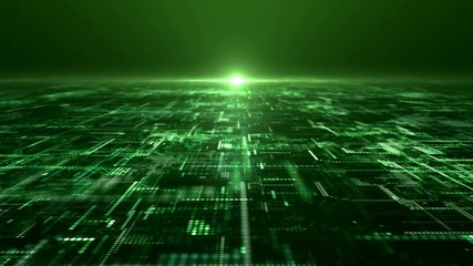Aufkleber - Futuristic digital matrix particles grid virtual reality abstract cyber space environment loop background