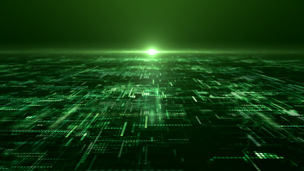 Fototapete - Futuristic digital matrix particles grid virtual reality abstract cyber space environment background