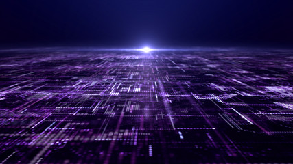 Poster - Futuristic digital matrix particles grid virtual reality abstract cyber space environment background
