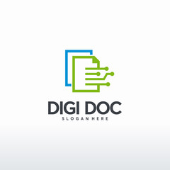 Sticker - digital document logo designs concept vector, pixel document logo template, technology data icon log