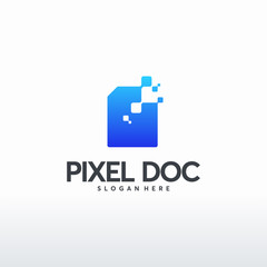 Wall Mural - digital document logo designs concept vector, pixel document logo template, technology data icon log