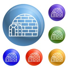Poster - Eskimo igloo icons set vector 6 color isolated on white background
