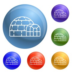 Poster - Polar igloo icons set vector 6 color isolated on white background