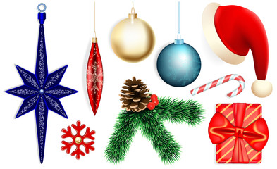 Poster - Christmas icon set. Realistic set of christmas vector icons for web design isolated on white background