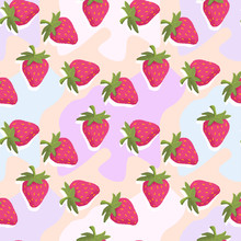 Abstract Pink Fruit Strawberry Pattern. Design For Clothing And Textile Background, Carpet Or Wallpaper.