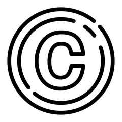Poster - Copyright sign icon. Outline copyright sign vector icon for web design isolated on white background