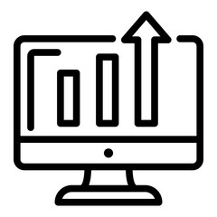 Poster - Diagram on monitor icon. Outline diagram on monitor vector icon for web design isolated on white background