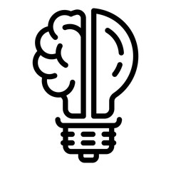 Poster - Brain bulb icon. Outline brain bulb vector icon for web design isolated on white background
