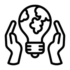 Poster - Hand keep global bulb icon. Outline hand keep global bulb vector icon for web design isolated on white background