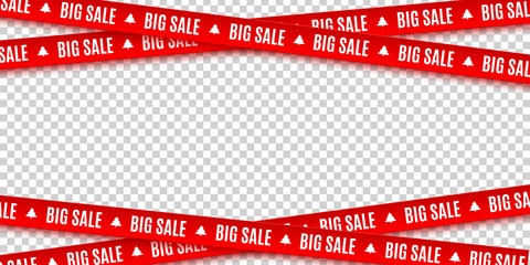 red ribbons for christmas sale isolated on transparent background. big sale. graphic elements. vecto
