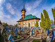 Graveyard in Famous Merry (Joy) Cemetery in Sapanta - Maramures region, Romania.