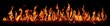 canvas print picture - Fire - the line of fire created by excellent flames on a horizontal surface - a large set of fiery elements on a black background