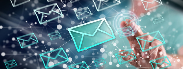 Man touching an e-mail concept