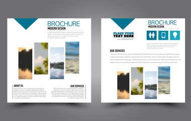 Wall Mural - Square flyer template. Simple brochure design. Poster for business, education, advertisement, banner, ad banner. Blue color. Vector illustration.