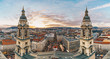 Budapest panorama at sunset as seen from Basilica tower