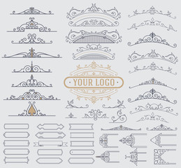 Wall Mural - kit of vintage elements for invitations, banners, posters