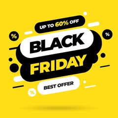 Wall Mural - Black Friday sale inscription design template. Yellow banner Black Friday. Vector illustration eps 10.