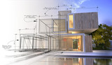 Fototapeta  - Design stages of luxury villa