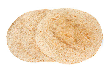 whole grain tortilla isolated