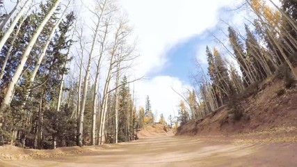 Aufkleber - Time lapse. Driving on small mountain dirt roads from Colorado Springs to Cripple Creek in Autumn.