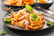 Pasta with tomato sauce and parmesan