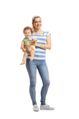 young mother holding a baby