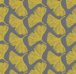 Wall Mural - Simple and seamless vector pattern with ginkgo