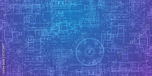 Cuadros en Lienzo Technical drawing on a gradient background