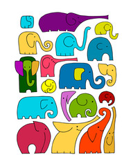 Poster - Ornate elephant collection, sketch for your design