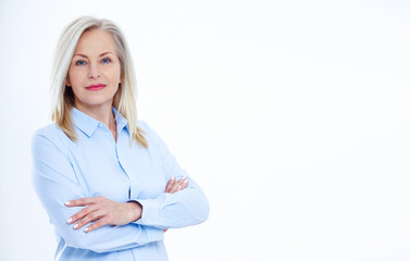 Wall Mural - business woman isolated on white. happy pretty women