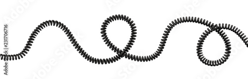 Fotomural 3d rendering of a single curved spiral cable lying on a white background