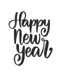 Wall Mural - vector illustration. handwritten textured brush lettering of happy new year on white background