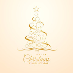 Wall Mural - Vector Abstract cover Golden Christmas Tree, with text