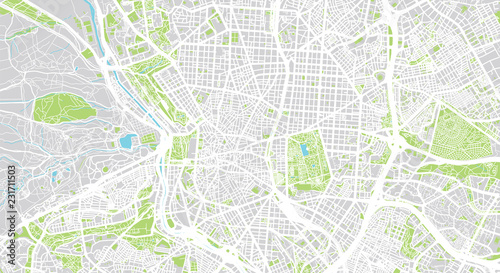Cuadros en Lienzo Urban vector city map of Madrid, Spain