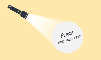 Poster - flashlight in vector flat style. Flashlight icon.Vector flat flashlight illustration.Concept of flat flashlight in dark.Place for your text.