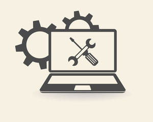 Aufkleber - Repair computer icon. One of set web icons.Computer repairs symbol - vector illustration. eps 10. Vector illustration. Settings tools icon