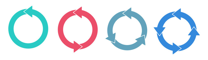 set arrows rotation circle. recycling flat vector icon. arrows flat vector icon.4 arrow pictogram re