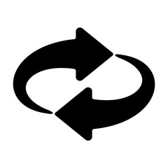 Poster - reset button, reload arrows vector symbol. flat spin illustration. arrows rotate icon isolated on wh
