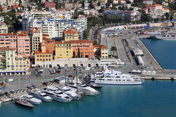 Wall Mural - City of Nice in France, view above Port of Nice on French Riviera