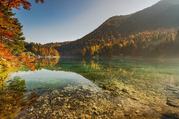 Sticker - Scenic view over nature reserve at Fusine Lake in Italy