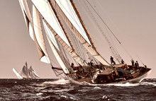 Sailing Ship Yacht Race. Yachting. Sailing. Regatta. Classic Sail Yachts And Sailboats