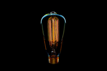 light bulb on black background