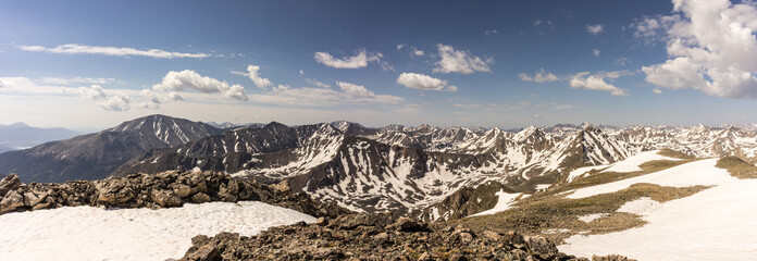 Panorama View of Mt. Massive taken from Mt. Oklahoma.  These Colorado Rocky Mountains are near Leadville, Colorado.  