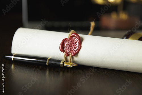 Cuadros en Lienzo Notary's public pen and stamp on testament and last will